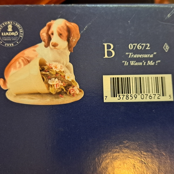 FINAL COST RARE Lladro It Wasn't  Me 07672 puppy flower pot with box - Picture 2 of 8